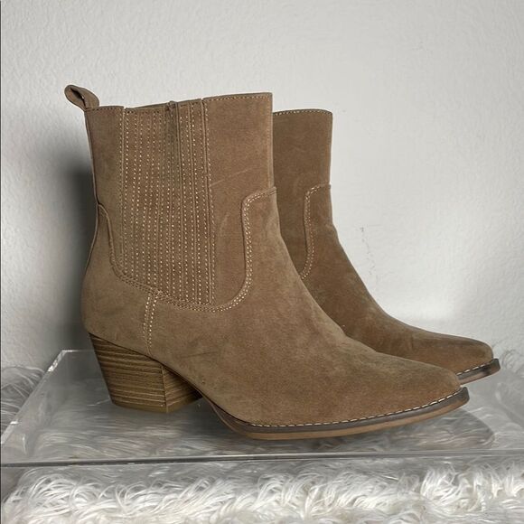 UNIVERSAL THREAD WOMENS BOOTS BROWN ZIPPER CLOSE SLIP ON SIZE 10 - Picture 2 of 7